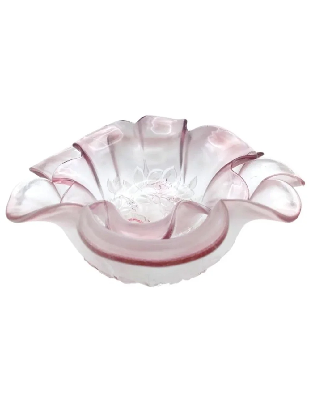 Mikasa Rosella Serving Bowl Set Of 2 Floral Walther Glass West Germany Vintage